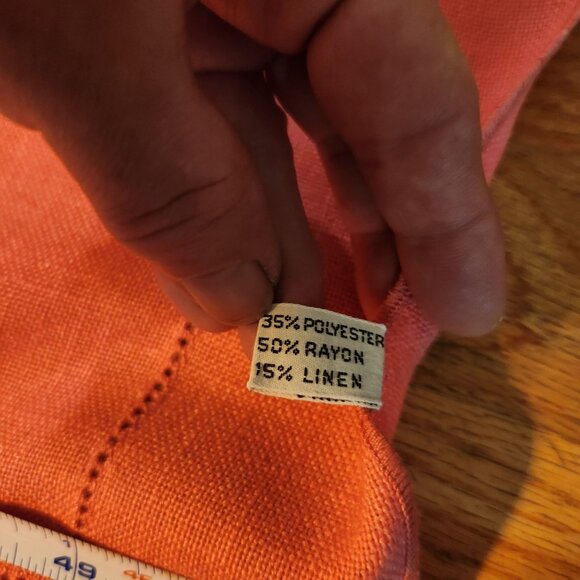 Vintage By Vera Pink Tablecloth 50% Rayon 35% Polyester 15% Linen 52" x 68" - Picture 5 of 7